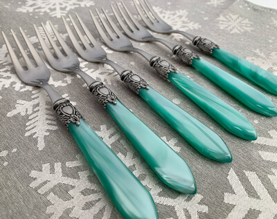 Oxford Antique 6 Piece Cocktail Fork Set Aqua Oxford Antique 6 Piece Cocktail Fork Set Aqua