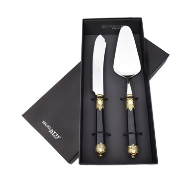 Rinascimento 2 Piece Cake Serving Set Black/gold
