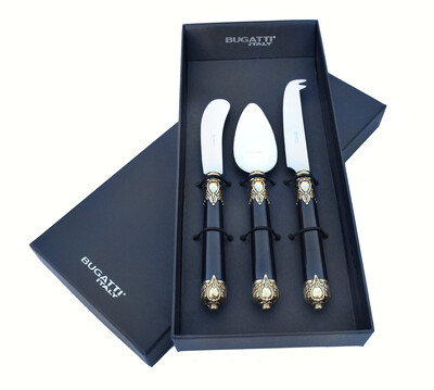 Rinascimento 3 Piece Cheese Knives Set Black/gold Rinascimento 3 Piece Cheese Knives Set Black/gold