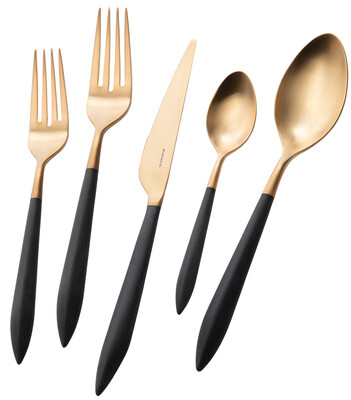 Ares Gold / Black 5 Piece Place Setting
