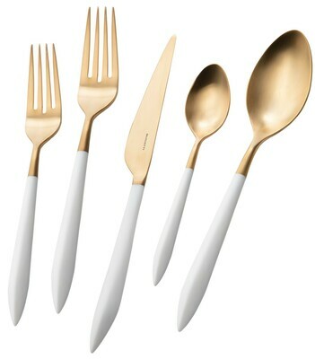 Ares Gold / White 5 Piece Place Setting