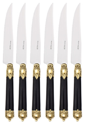 Rinascimento Steak Knives Set gold and black
