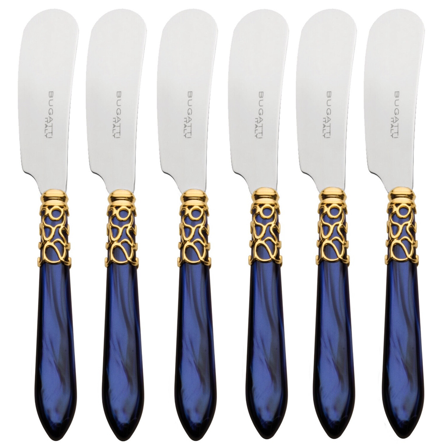 Melodia Spreaders / Butter Knives Set gold/blue