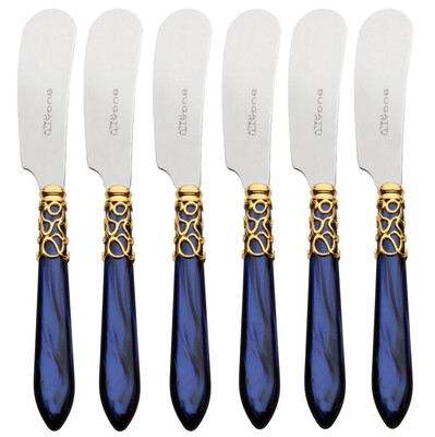 Melodia Spreaders / Butter Knives Set gold/blue