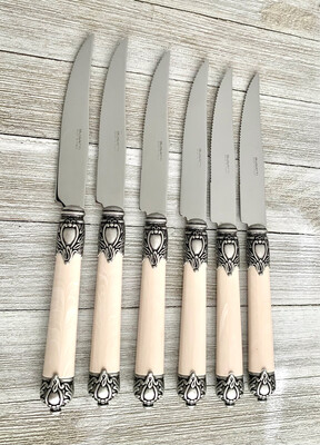 Rinascimento Marble Steak Knives Set ivory