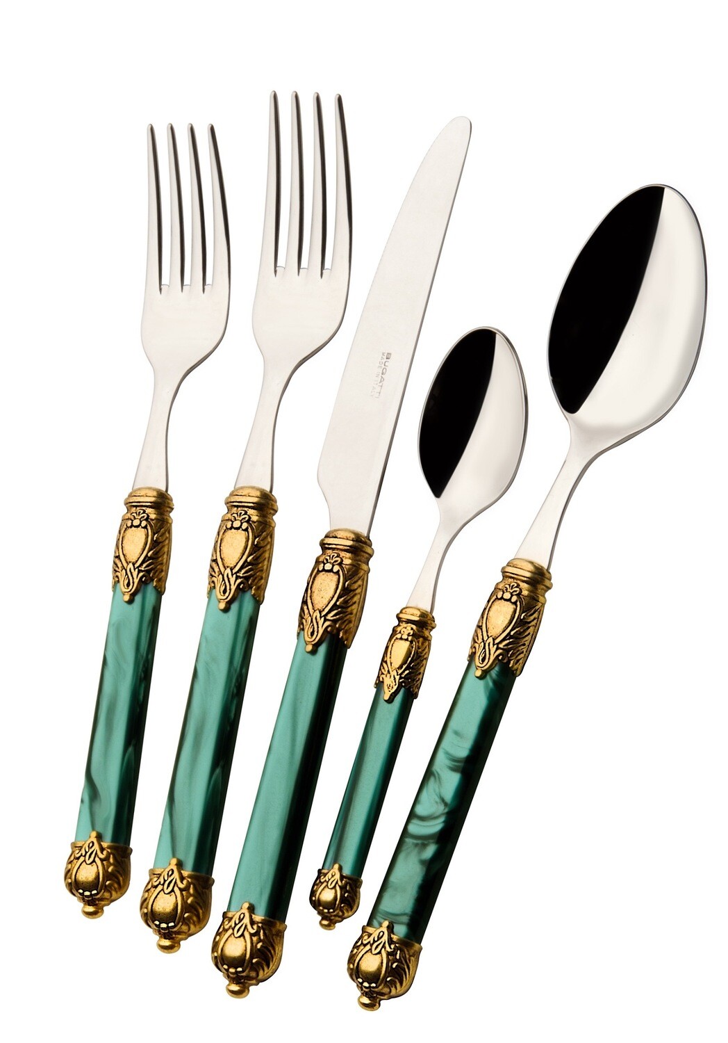 Rinascimento Gold ring 5 Piece Place Setting Set Green