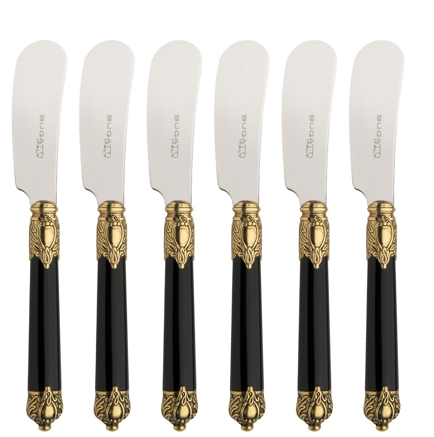 Rinascimento Spreaders / Butter Knives Set gold and black