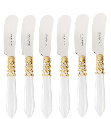 Melodia Gold Spreaders / Butter Knives Set White