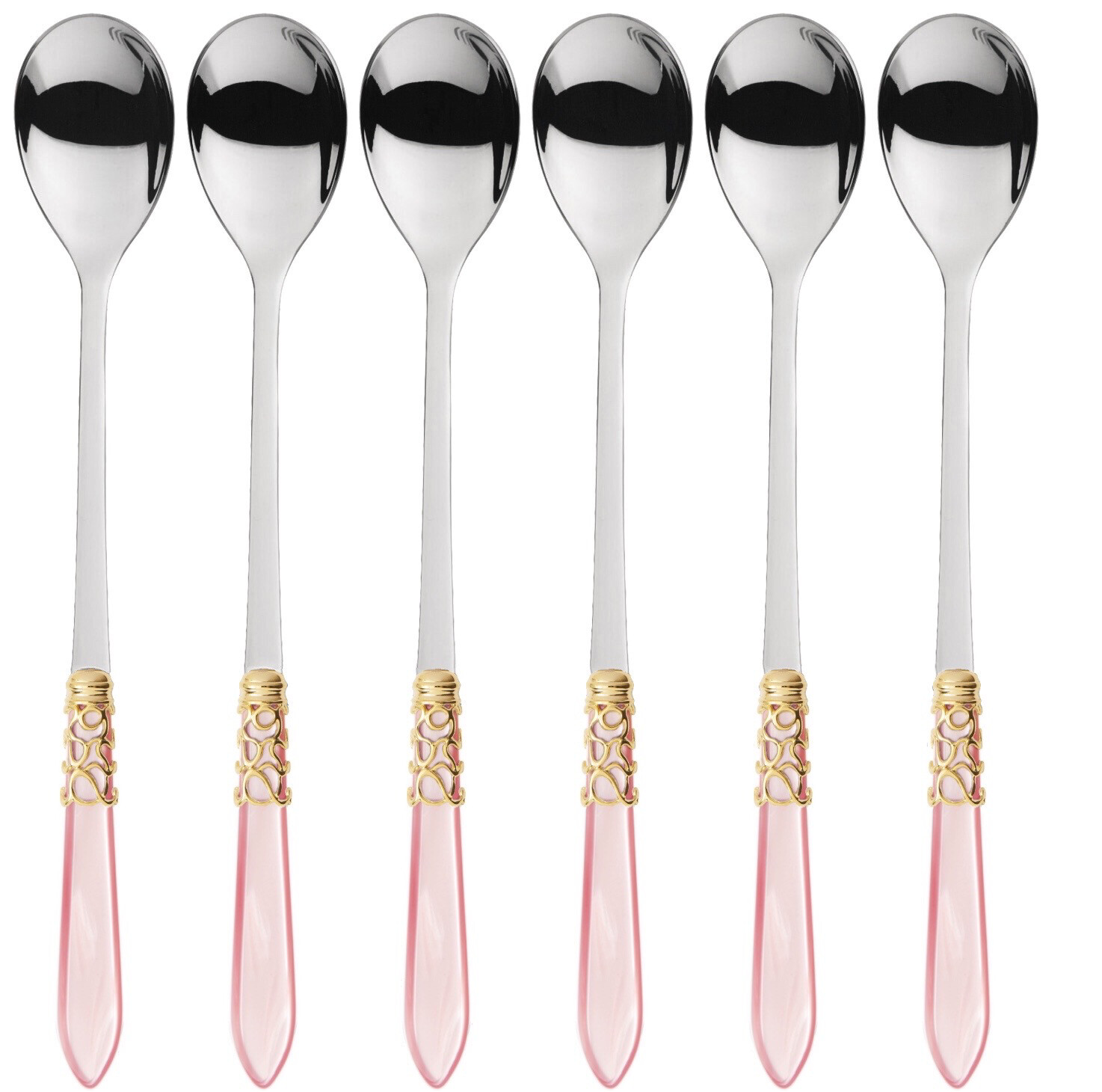 Melodia Gold Ice Tea Spoon Set Pink