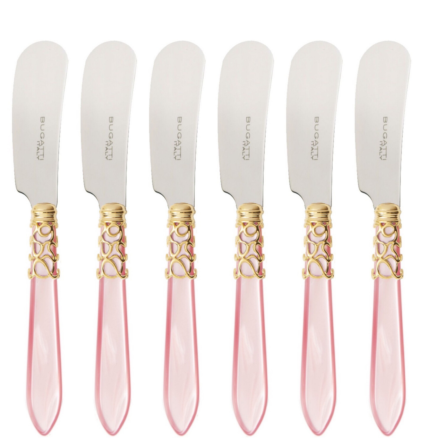 Melodia Gold Spreaders / Butter Knives Set pink