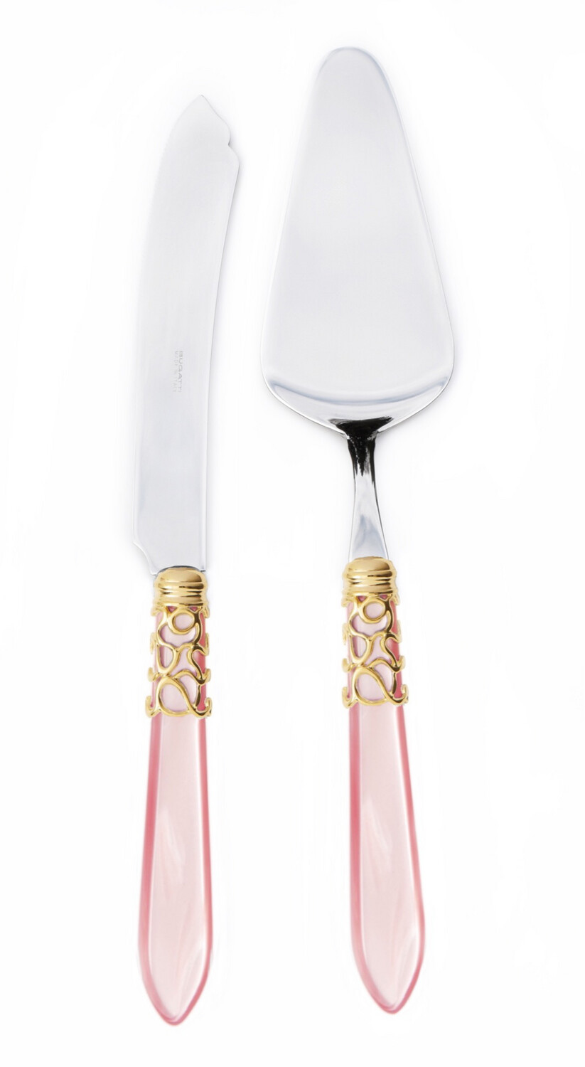 Melodia Gold 2 Piece Cake Serving Set pink