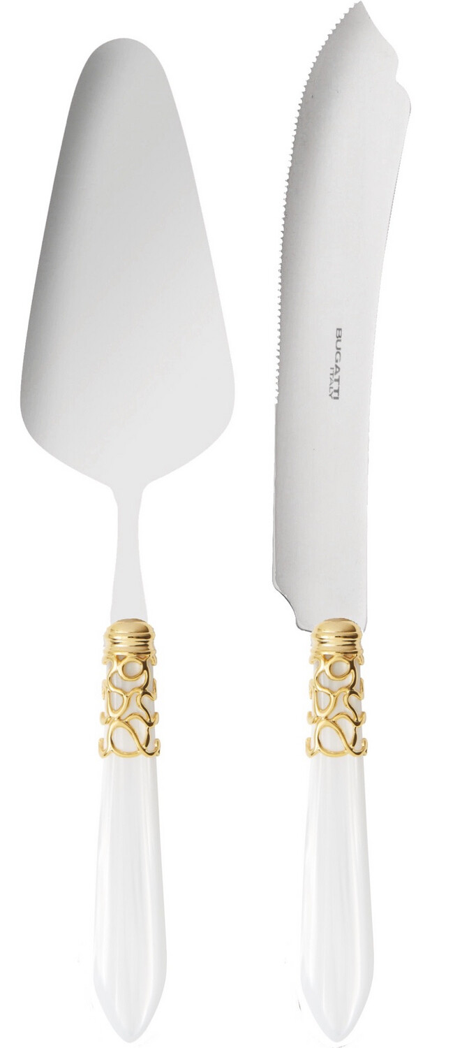 Melodia Gold 2 Piece Cake Serving Set white