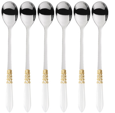 Melodia Gold Ice Tea Spoons Set white
