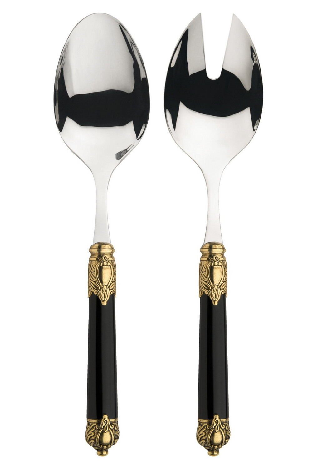 Rinascimento 2 Piece Salad Serving Set gold / black