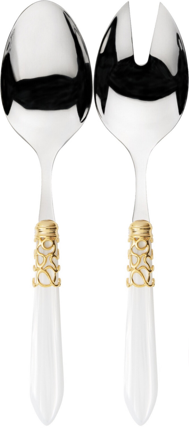 Melodia Gold 2 Piece Salad Serving Set white