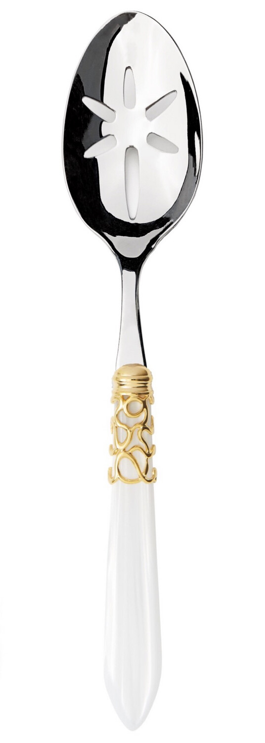 Melodia Gold Slotted Serving Spoon white