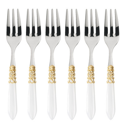 Melodia Gold Cake / Cocktail Forks Set white