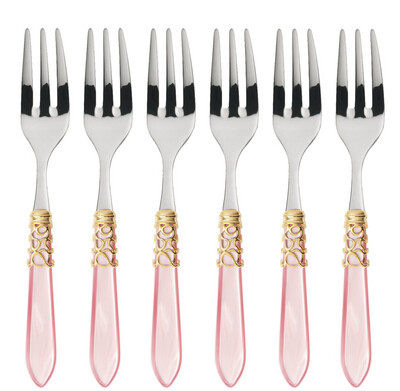 Melodia Gold Cake / Cocktail Forks Set pink