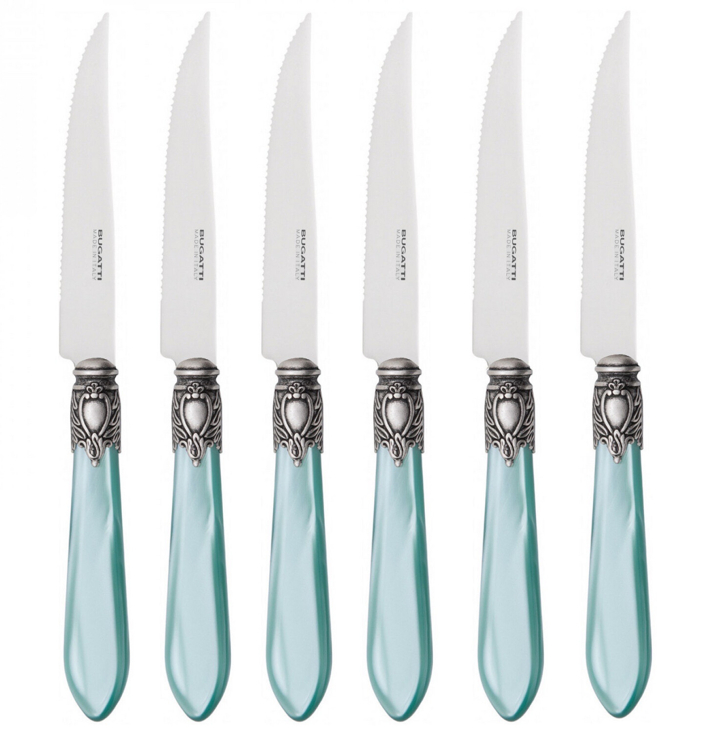 Oxford Antique 6 Piece Steak knife Set aqua