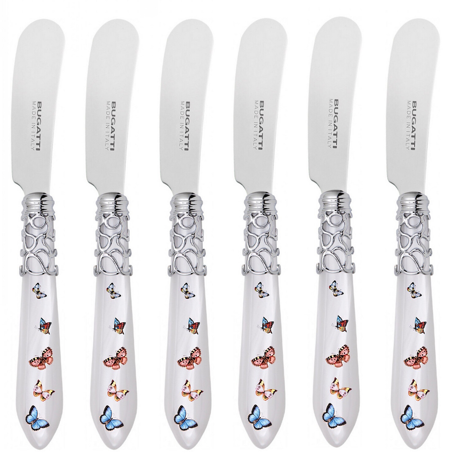 Melodia Butterflies Spreaders / Butter Knives Set white