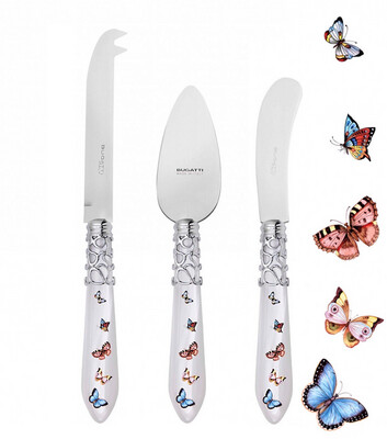 Melodia Butterflies Cheese Knives Set white