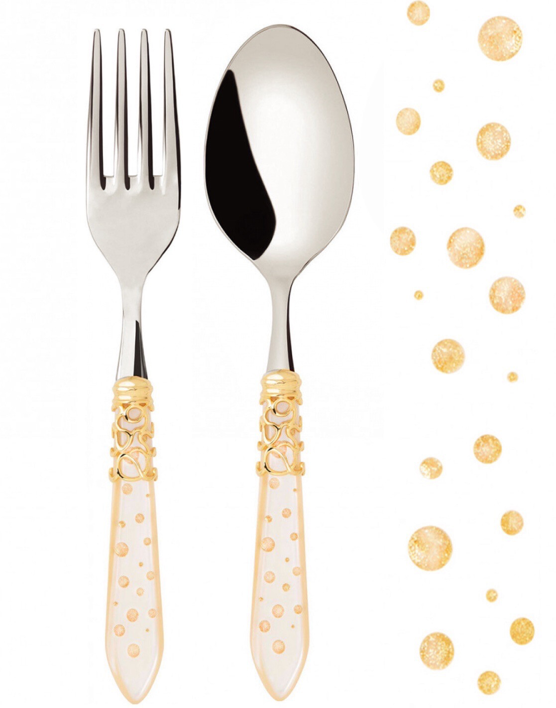Melodia Galleria Gold ring 2 Piece serving Set ivory