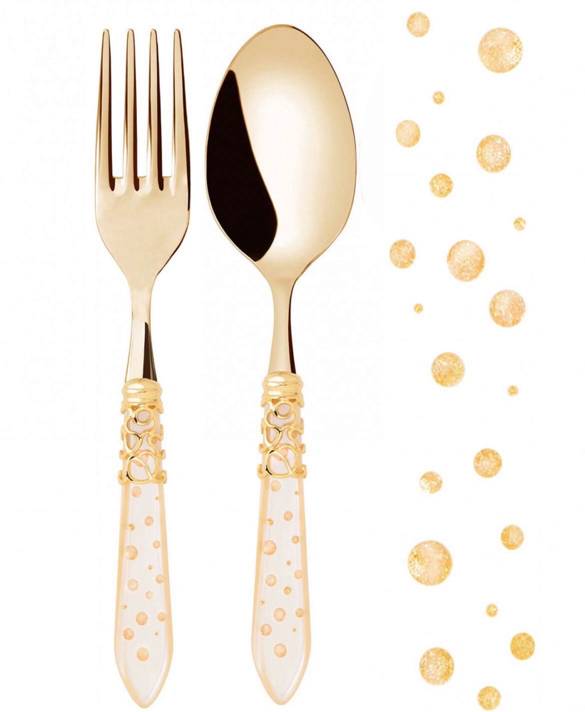 Melodia Galleria Gold PVD 2 Piece Serving Set ivory