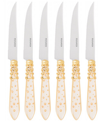 Melodia Galleria Gold ring Steak Knives Set ivory