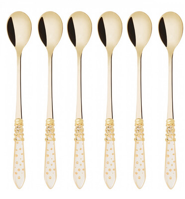 Melodia Galleria Gold PVD Ice Tea Spoons Set ivory