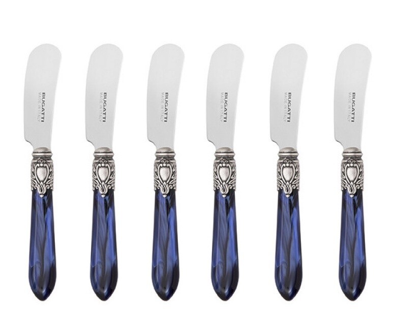 Oxford Antique 6 Spreaders Butter Knives Royal Blue