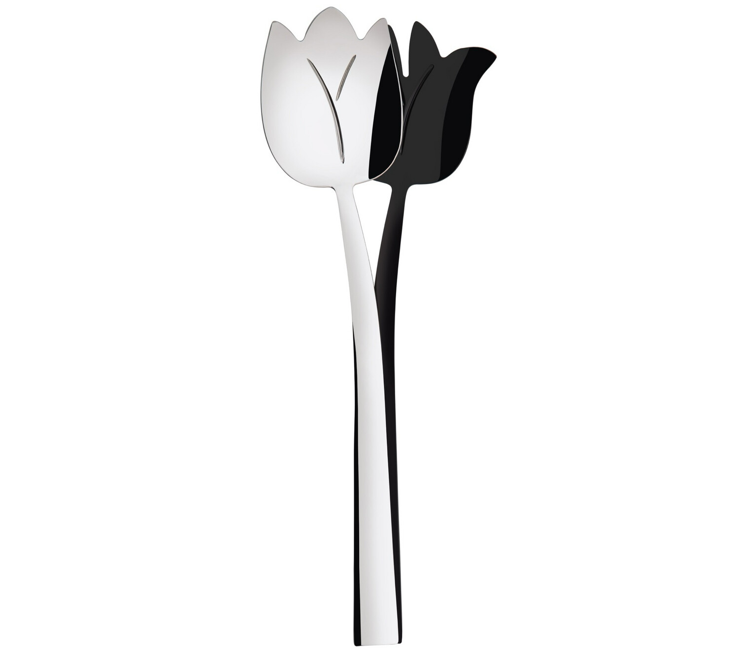 Tulipano 2 Piece Salad Set silver / black