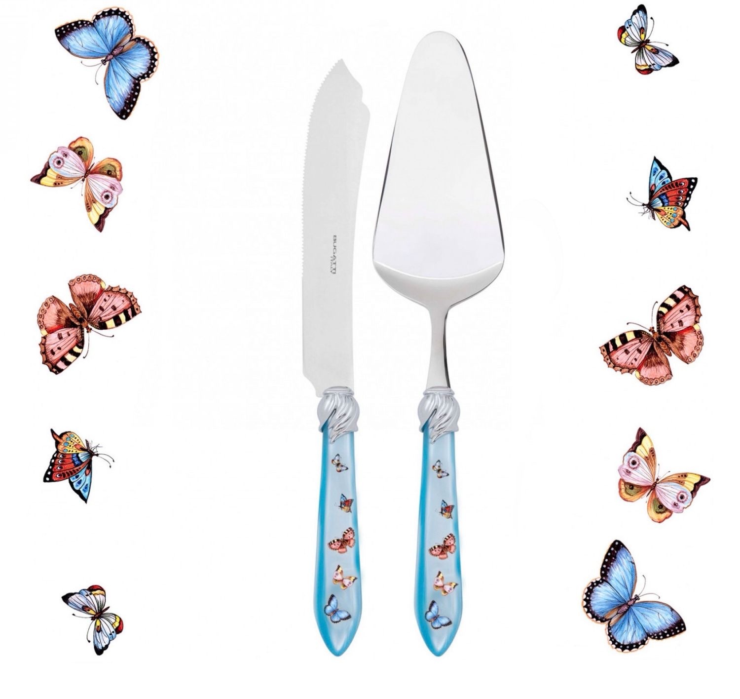 Falabella Butterflies 2 Piece Cake Serving Set sky blue