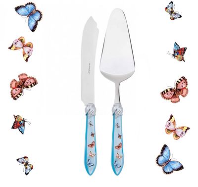 Falabella Butterflies 2 Piece Cake Serving Set sky blue
