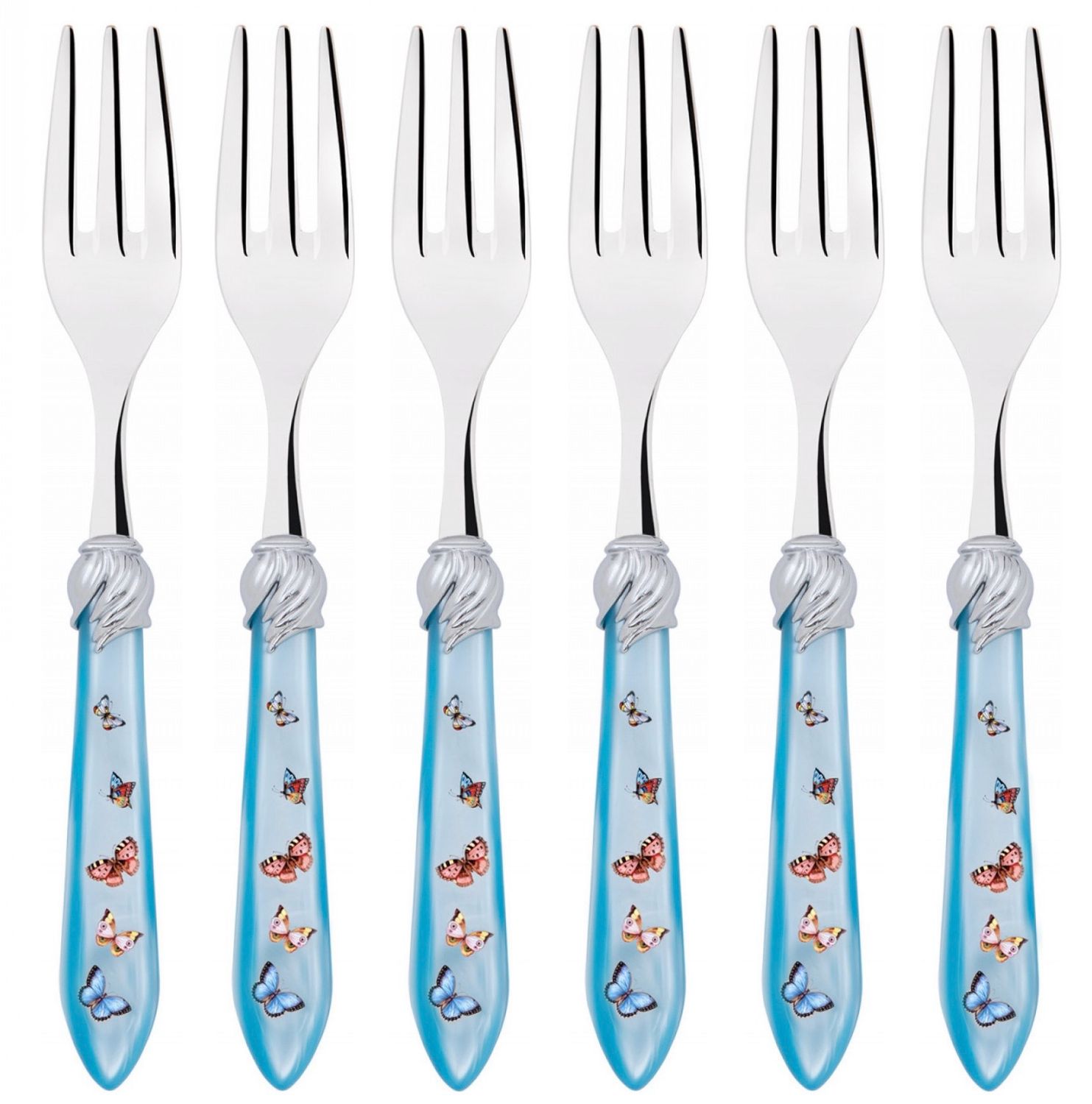 Falabella Butterflies Cocktail Forks Set sky blue