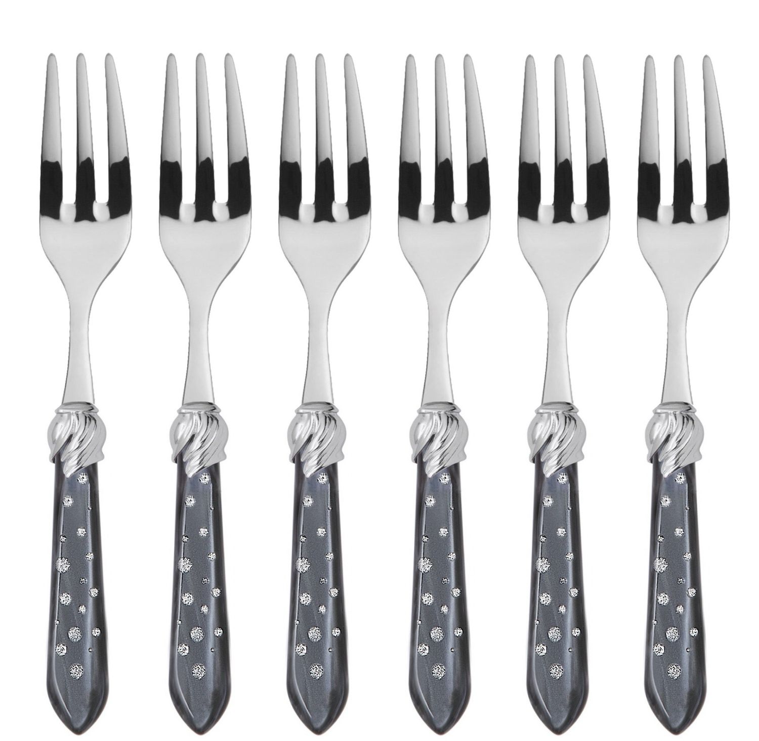 Falabella Galleria Cocktail Forks Set charcoal Hand Made