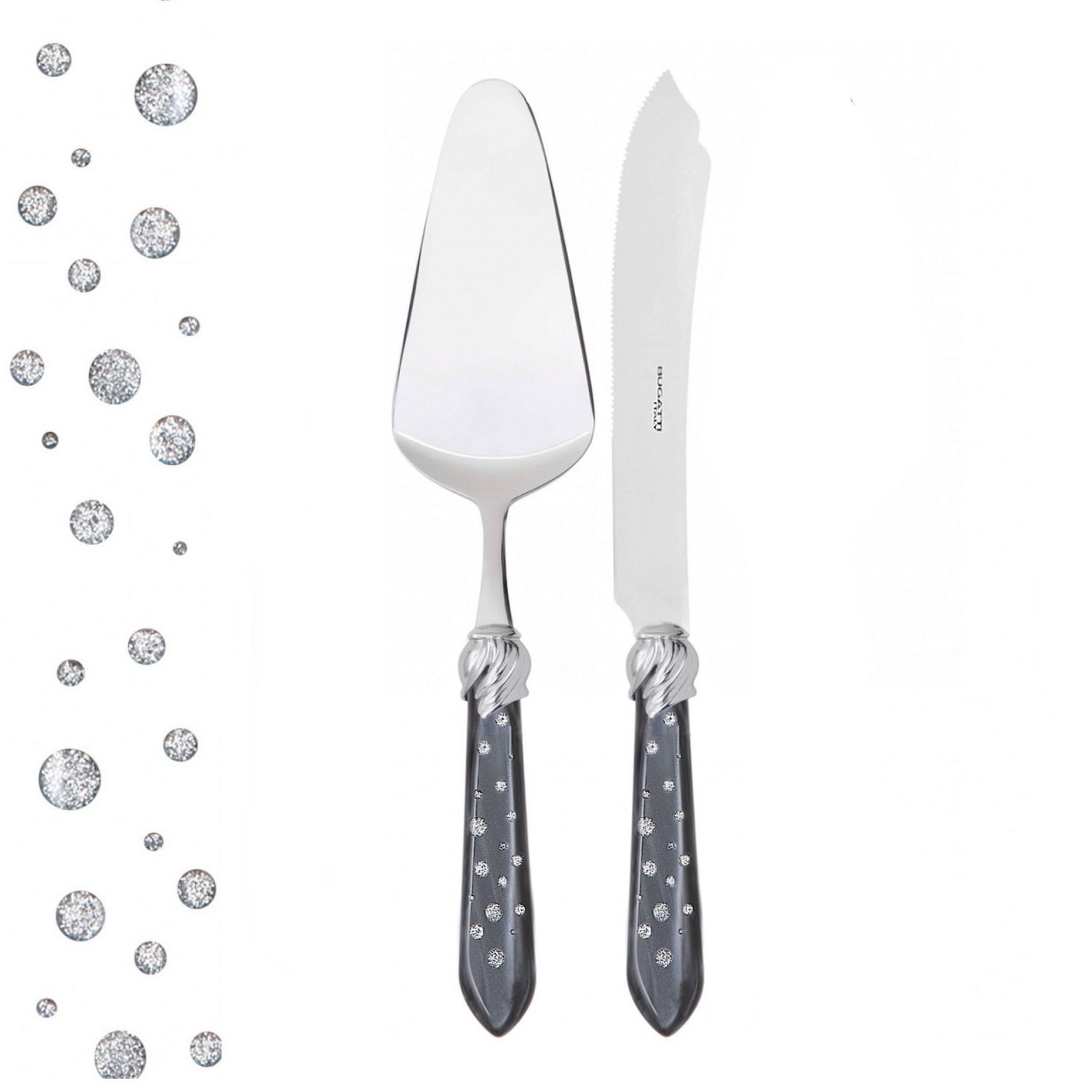 Falabella Galleria 2 Piece Cake Serving Set charcoal Hand Made