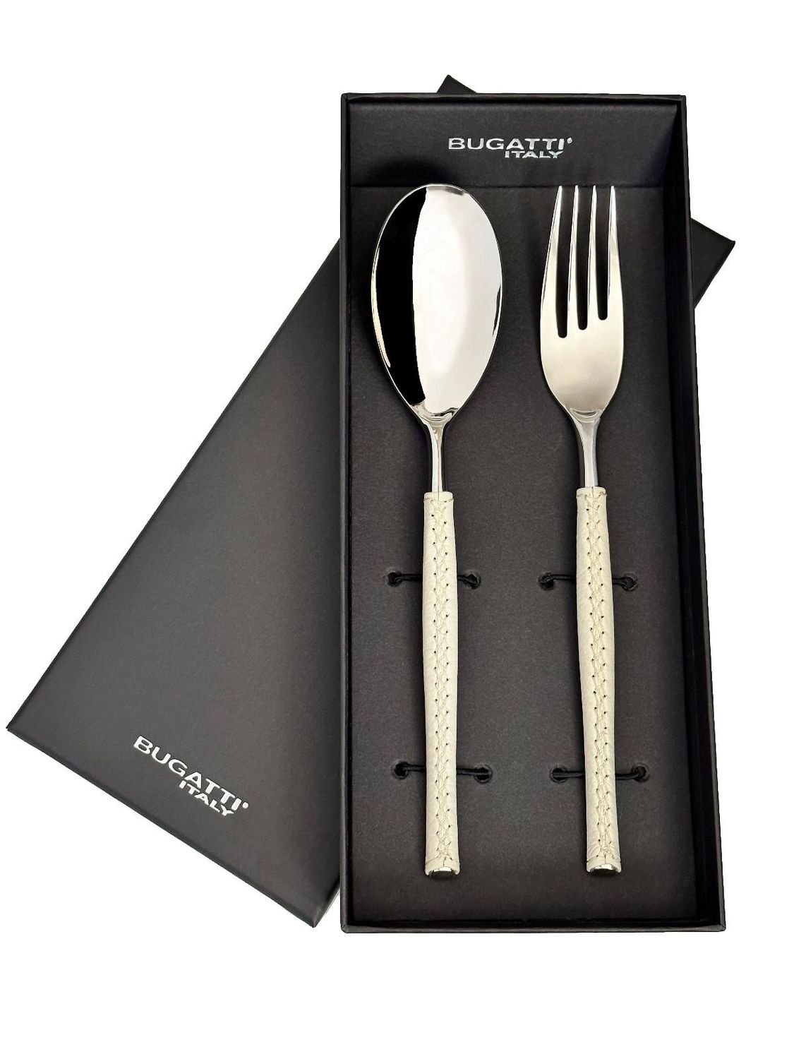 Portofino Leather 2 Piece Serving Set Cream Leather