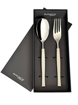 Portofino Leather 2 Piece Serving Set Cream Leather