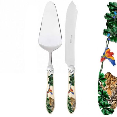 Falabella Jungle 2 Piece Cake Serving Set ivory