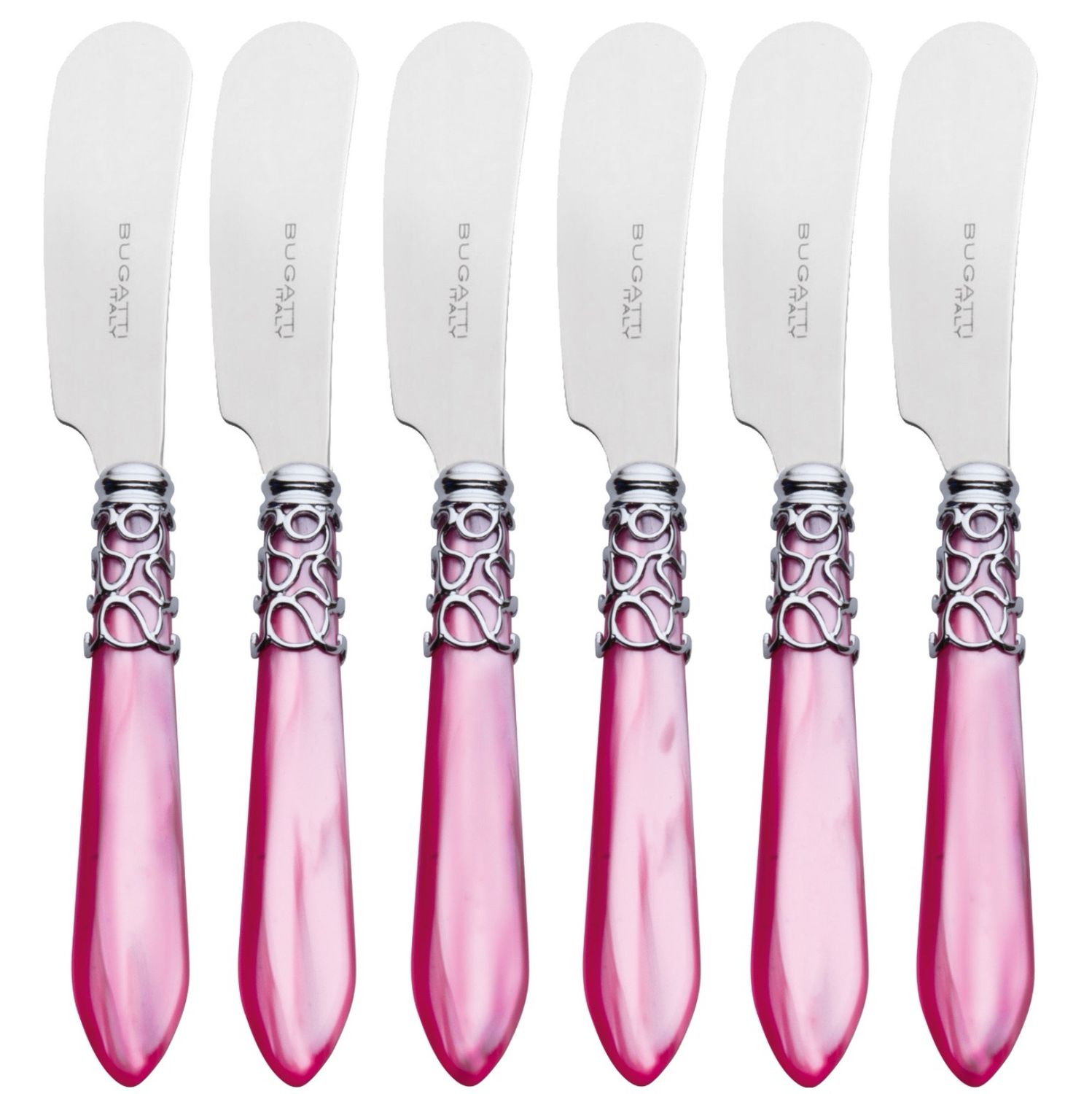 Melodia Spreaders / Butter Knives Set fushia pink
