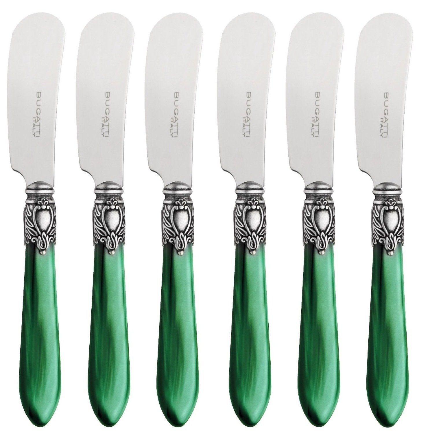 Oxford Antique 6 Spreader Knives Green
