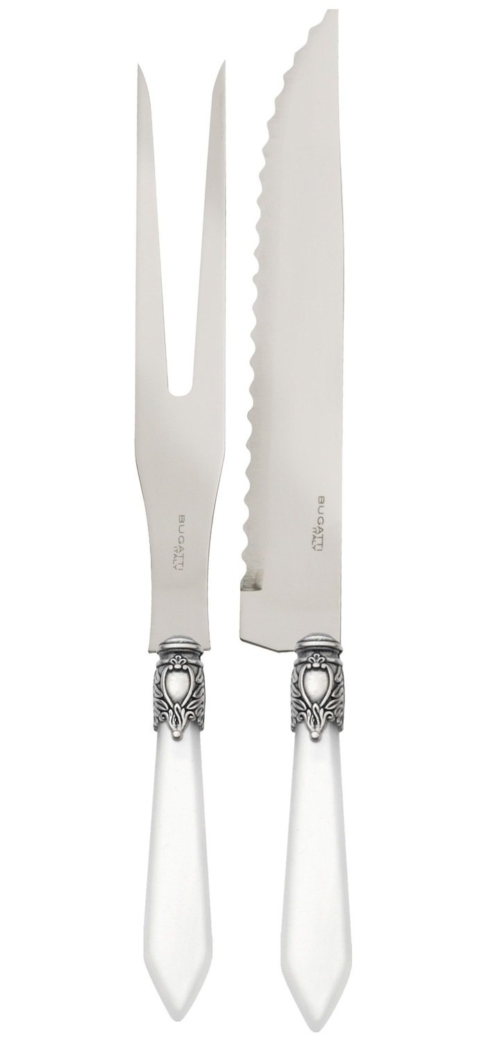 Oxford Antique 2 Piece Carving Set White