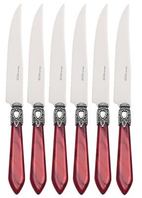 Oxford Antique 6 Piece Steak knife Set Burgundy