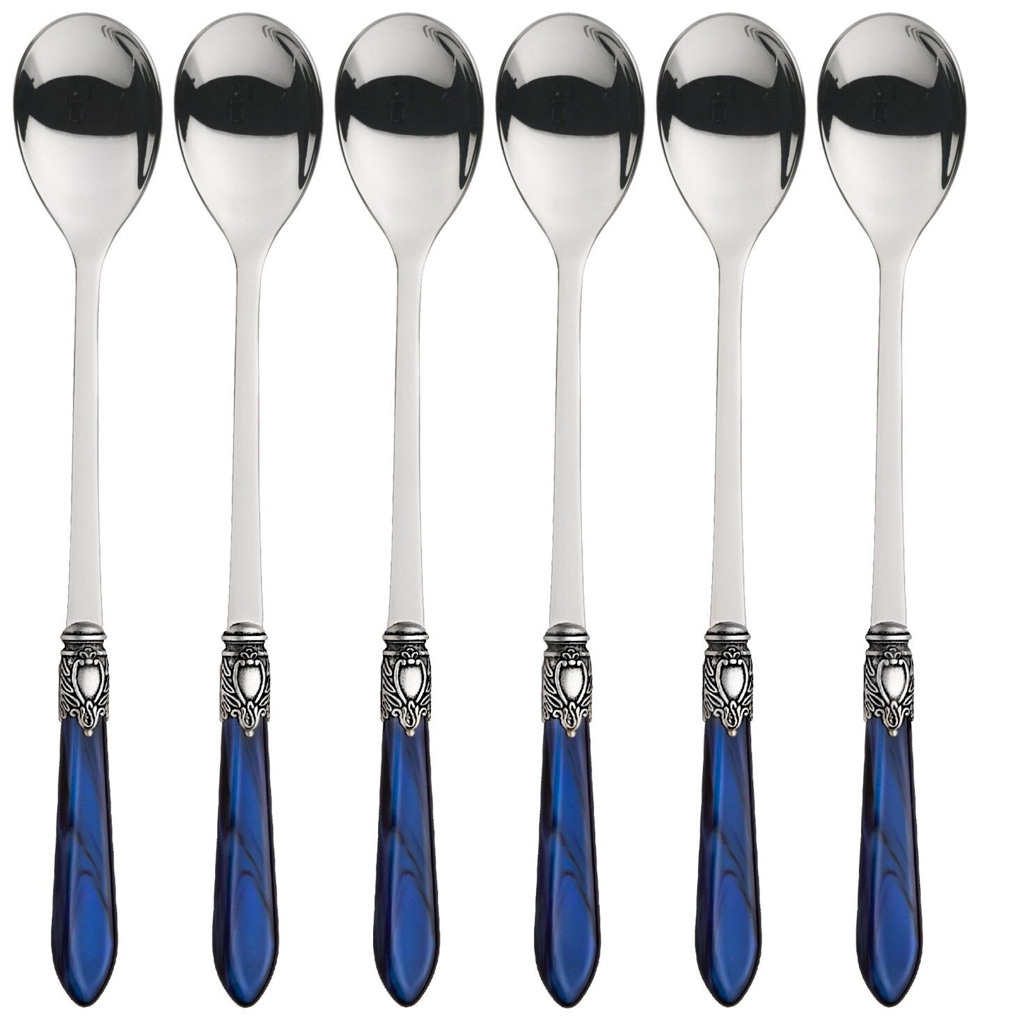 Oxford Antique 6 Piece Cocktail / Latte Spoons Royal Blue
