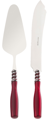Arianna 2 Piece Cake Serving Set Burgundy