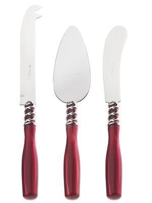 Arianna 3 Piece Cheese Knives Set Burgundy