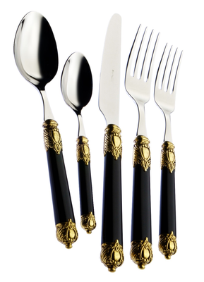 Rinascimento Gold ring 5 Piece Place Setting Set Black