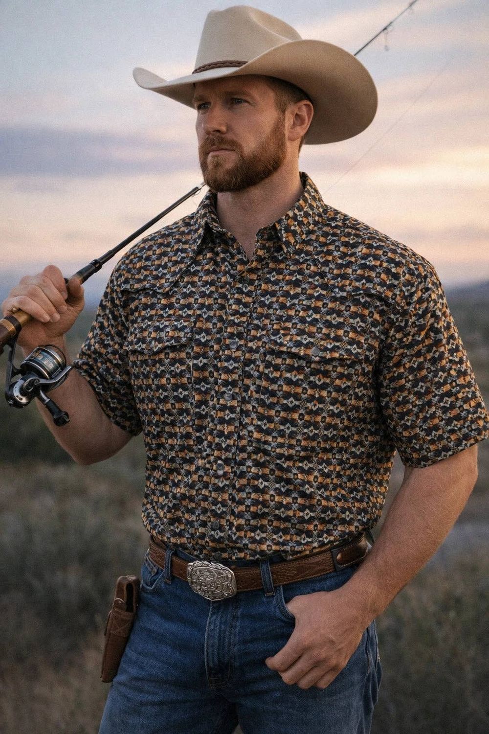 Men's Western Fishing shirts with Snaps.M-F-4