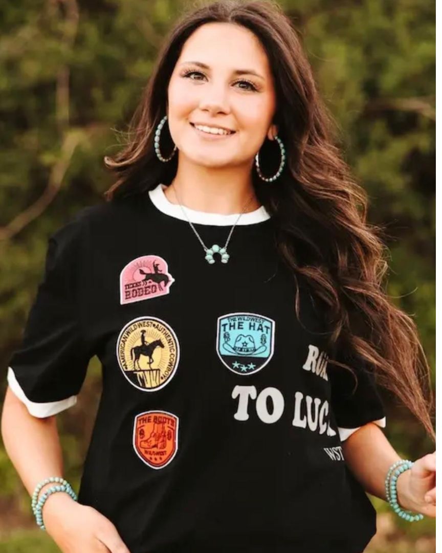 Black Oversized Western T-shirt