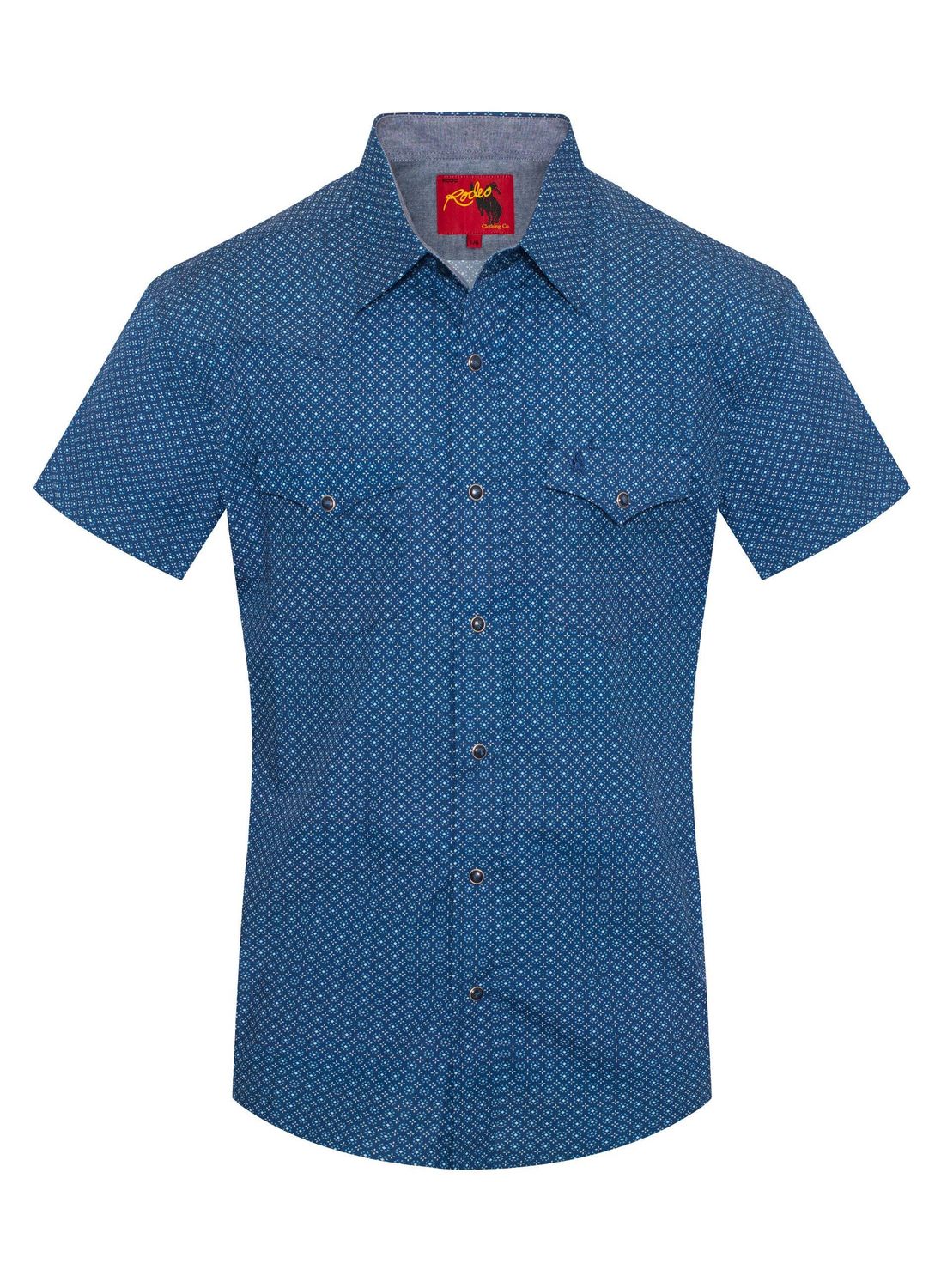 Men's Short Sleeve Pearl Snap Print Shirt-PS100S-1093